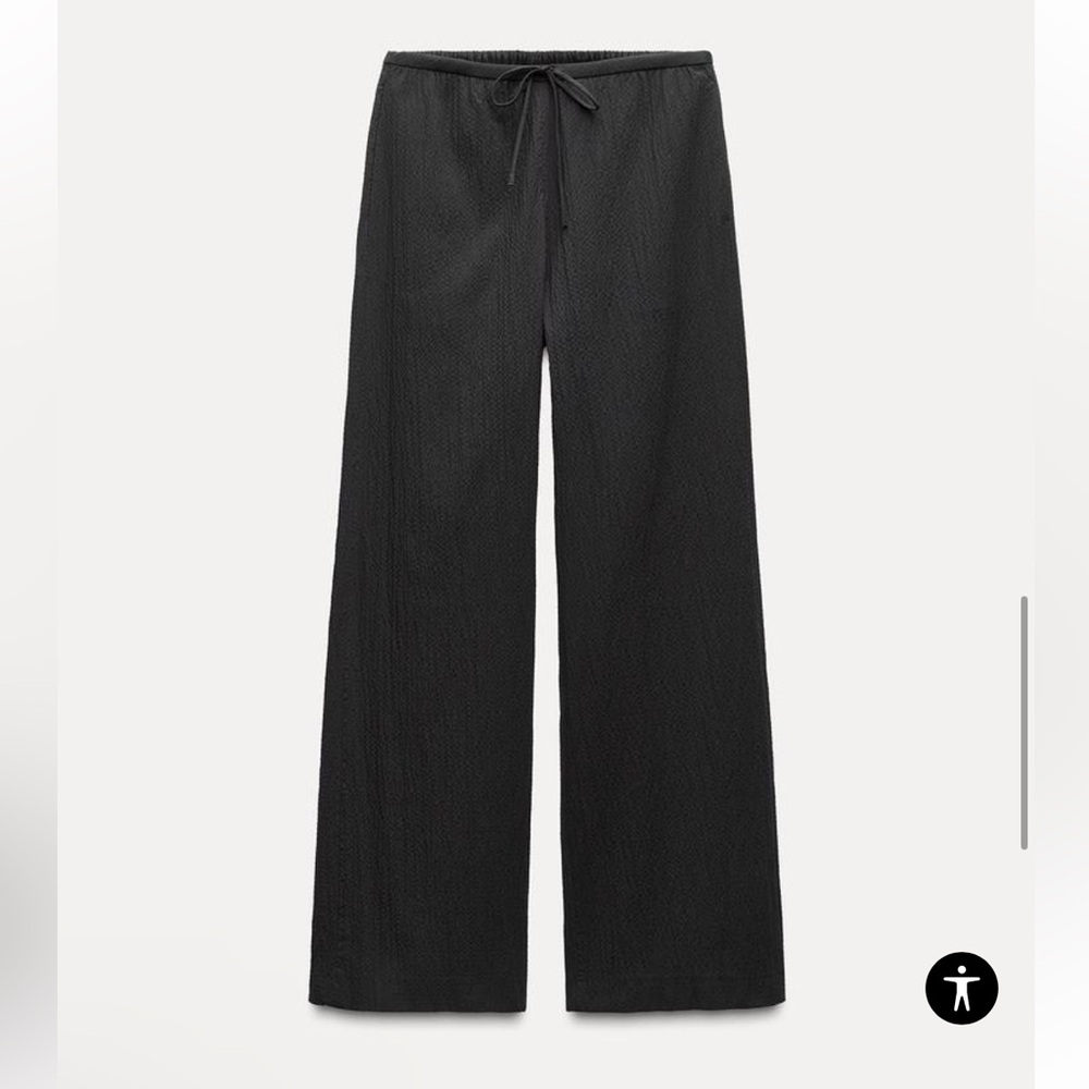 Zara ZW COLLECTION PYJAMA-STYLE TROUSERS Black Size Small NWT